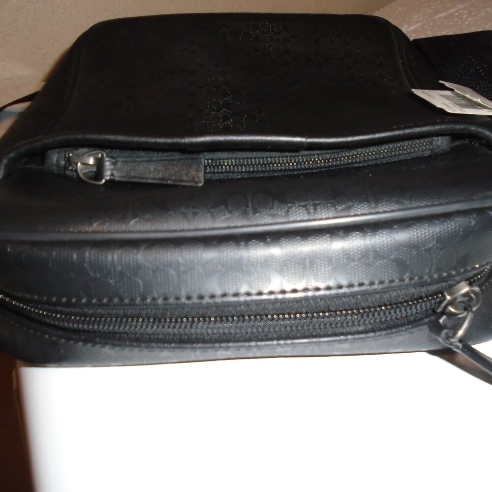 NEW COACH UNISEX SIGNATURE C LOGO BLACK GUNMETAL FLIGHT BAG PURSE TOTE F70848 - Picture 6 of 11